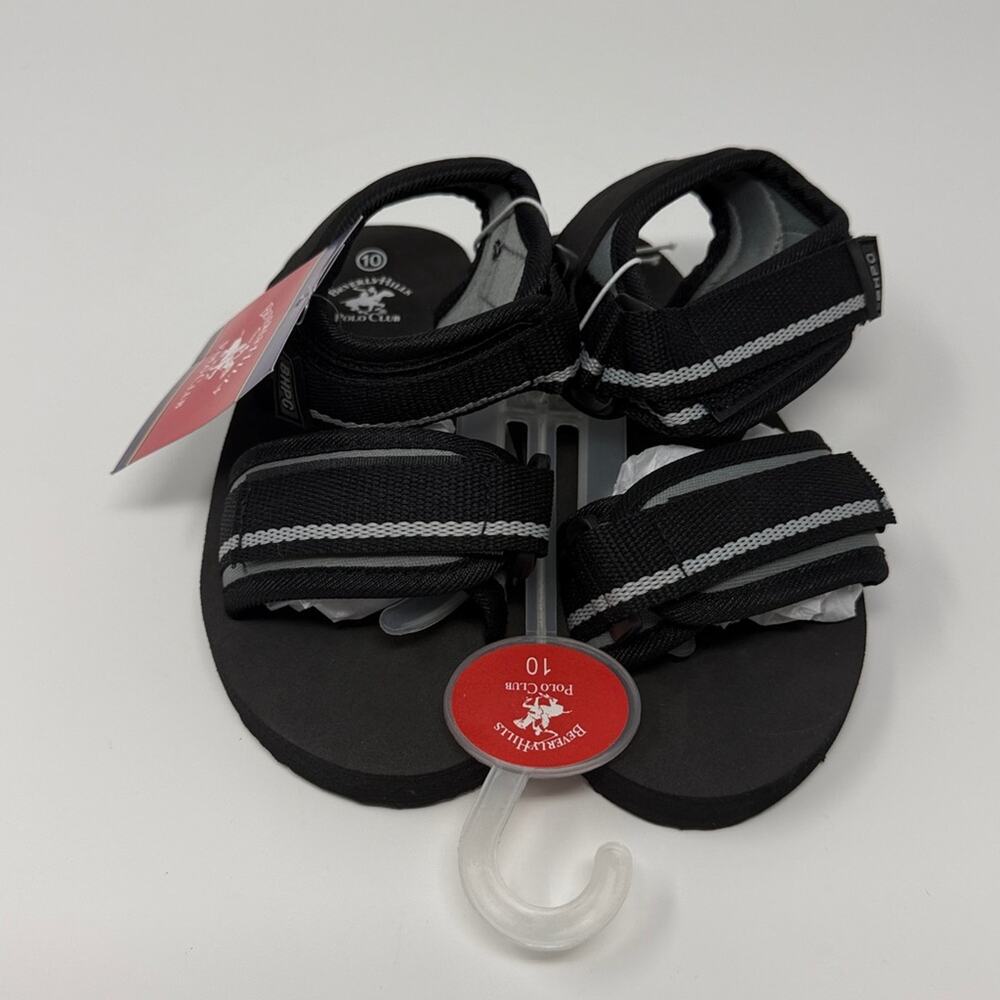 Beverly Hills Polo Club Boys Sport Sandals - Black/Gray - 10 - New with tags